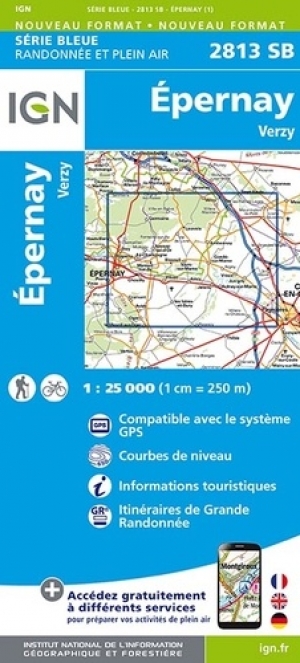Wandelkaart 2813 SB Epernay & Verzy - IGN