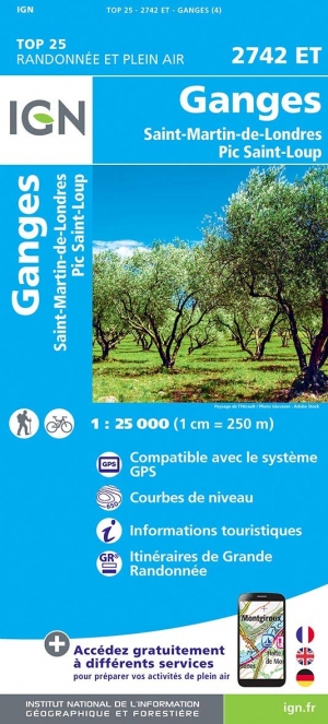 Wandelkaart 2742 ET Ganges- St-Martin-de-Londres - IGN
