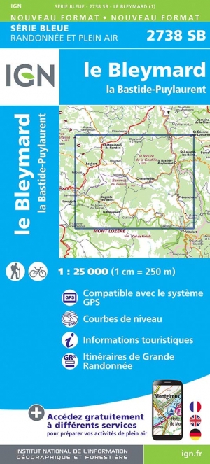 Wandelkaart 2738 SB Le Bleymard & Bastide-Puylaurent - IGN