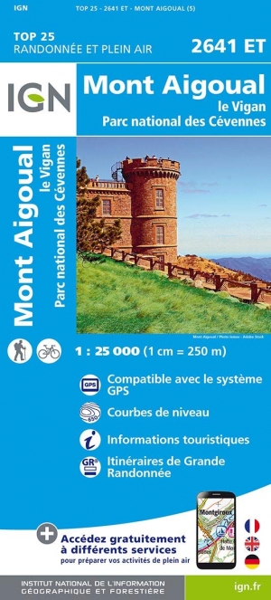 Wandelkaart 2641 ET Mont Aigoual & Le Vigan - IGN