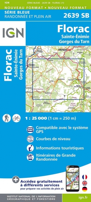 Wandelkaart 2639 SB Florac- Ste-Enimie & Gorges du Tarn - IGN