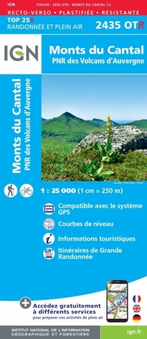 Wandelkaart 2435 OT(R) Monts du Cantal - IGN