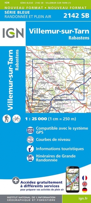 Wandelkaart 2142 SB Villemur-sur-Tarn & Rabastens - IGN