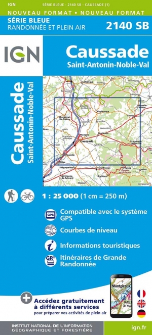 Wandelkaart 2140 SB Caussade & St-Antonin-Noble-Val - IGN