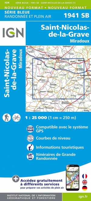 Wandelkaart 1941 SB St-Nicolas-de-la-Grave & Miradoux - IGN