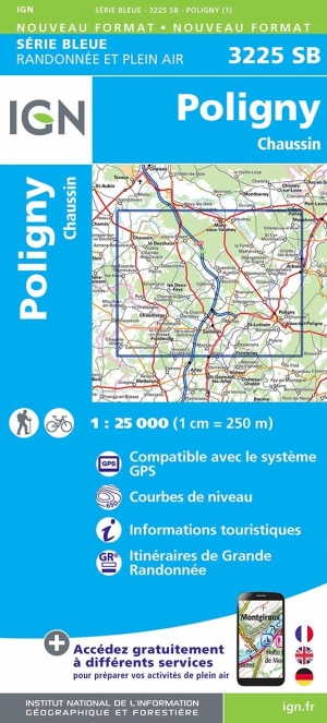 Wandelkaart 3225 SB Poligny & Chaussin - IGN