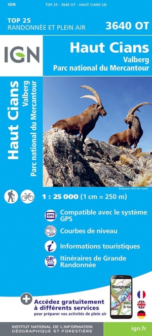 Wandelkaart 3640 OT Haut Cians & Valberg - IGN