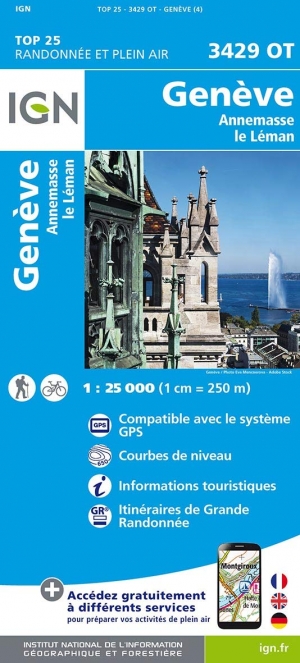 Wandelkaart 3429 OT Genève- Annemasse - IGN
