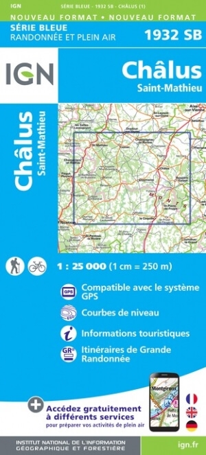 Wandelkaart 1932 SB Châlus & St-Mathieu - IGN