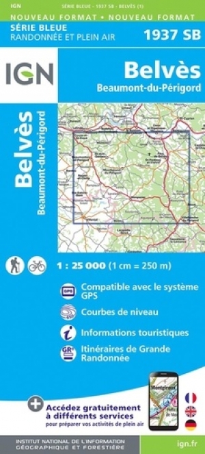 Wandelkaart 1937 SB Belvès & Beaumont-du-Périgord - IGN