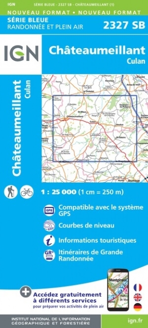 Wandelkaart 2327 SB Châteaumeillant & Culan - IGN
