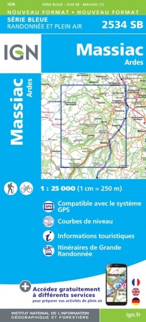 Wandelkaart 2534 SB Massiac & Ardes - IGN