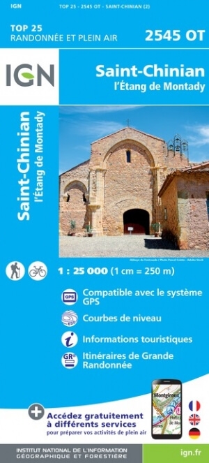 Wandelkaart 2545 OT St-Chinian & L'Etang de Montady - IGN