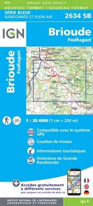 Wandelkaart 2634 SB Brioude & Paulhaguet - IGN