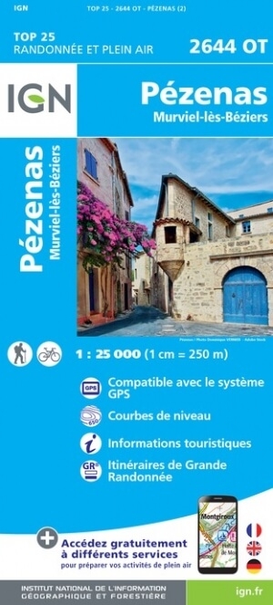 Wandelkaart 2644 OT Pézenas & Murviel-lès-Béziers - IGN