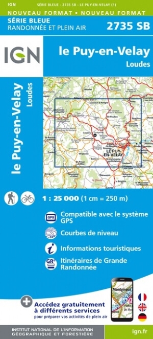 Wandelkaart 2735 SB Le Puy-en-Velay & Loudes - IGN