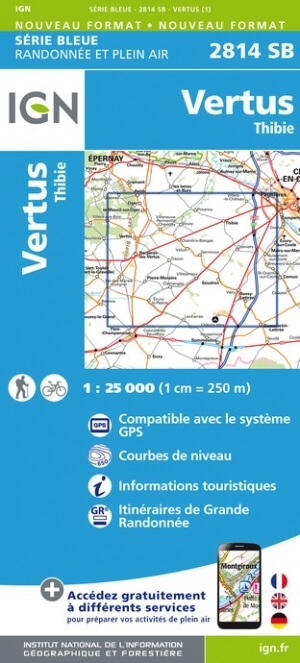 Wandelkaart 2814 SB Vertus & Thibie - IGN