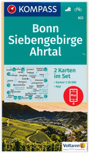 Wandelkaart 822 Bonn- Siebengebirge & Ahrtal - Kompass