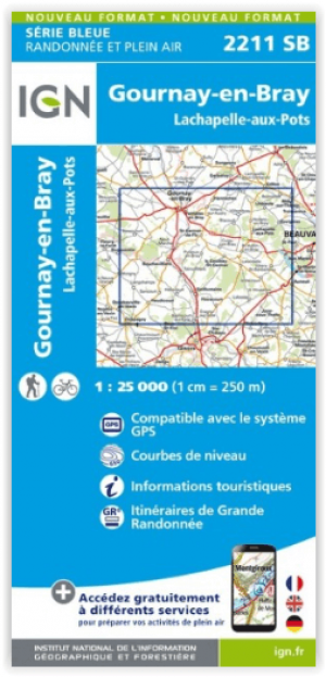 Wandelkaart 2211 SB Lachapelle-aux-Pots & Gournay-en-Bray