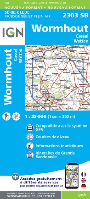 Wandelkaart 2303 SB Wormhout- Cassel & Watten - IGN