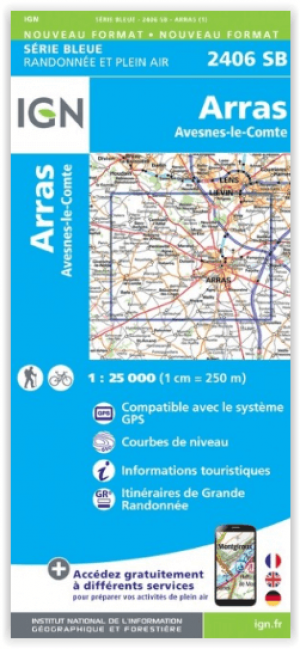 Wandelkaart 2406 SB Arras & Avesnes-le-Comte - IGN