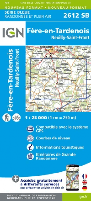 Wandelkaart 2612 SB Fère-en-Tardenois & Neuilly-St-Front - IGN