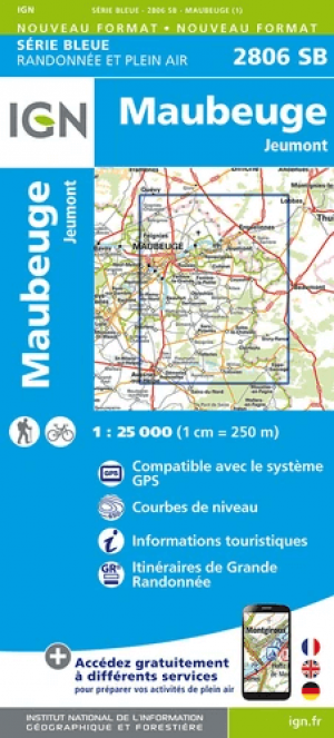 Wandelkaart 2806 SB Maubeuge & Jeumont - IGN