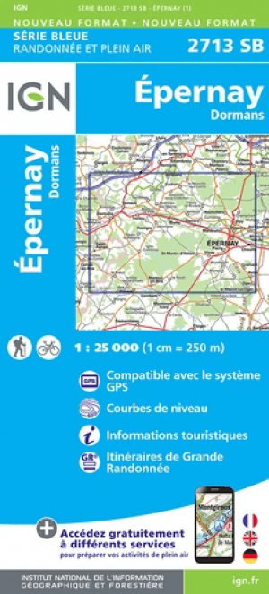 Wandelkaart 2713 SB Dormans & Châtillon-sur-Marne - IGN
