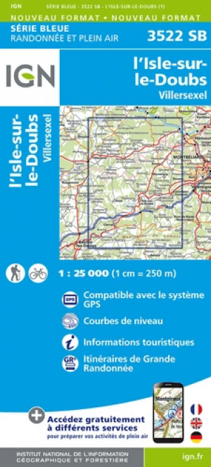 Wandelkaart 3522 SB L'isle-sur-le-Doubs & Villersexel - IGN