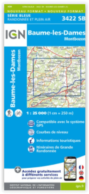 Wandelkaart 3422 SB Baume-les-Dames & Montbozon - IGN