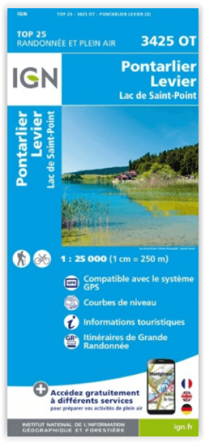 Wandelkaart 3425 OT Pontarlier & Levier - IGN