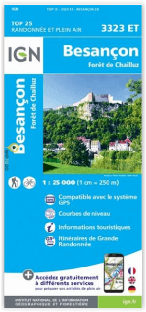 Wandelkaart 3323 ET Besançon & Forêt de Chailluz - IGN