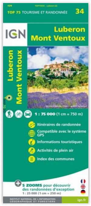 Wandelkaart TOP75 34 Luberon & Mont-Ventoux - IGN