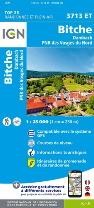 Wandelkaart 3713 ET Pays de Bitche & PNR des Vosges du Nord