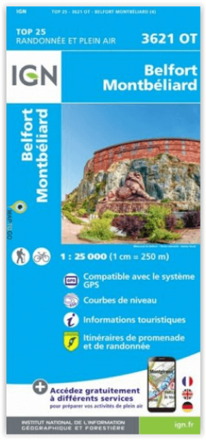Wandelkaart 3621 OT Belfort- Montbéliard & Héricourt - IGN