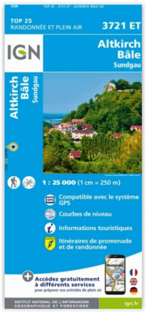 Wandelkaart 3721 ET Altkirch- Bâle & Sundgau - IGN