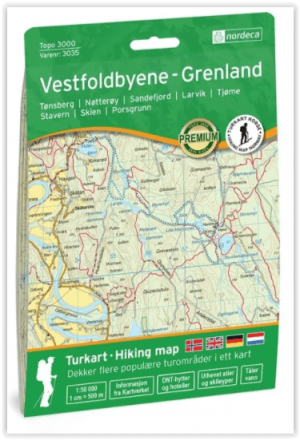 Wandelkaart 3035 Vestfoldbyene & Grenland - Nordeca AS