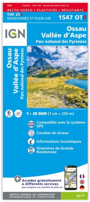 Wandelkaart 1547 OT(R) - Ossau & Vallée d'Aspe - IGN
