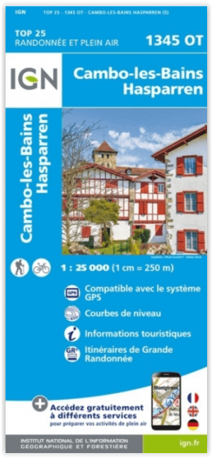 Wandelkaart 1345 OT Cambo-les-Bains & Hasparren - IGN
