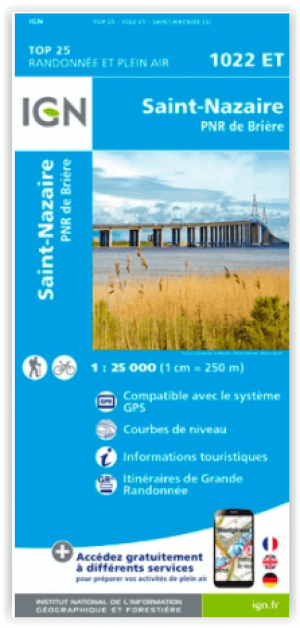 Wandelkaart 1022 ET St-Nazaire PNR de Brière - IGN