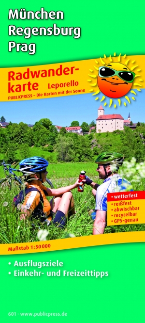 Fietskaart 601 Munich Regensburg & Prague - Publipress