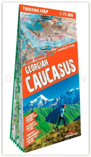Wandelkaart Kaukasus gebergte Georgië - Terraquest
