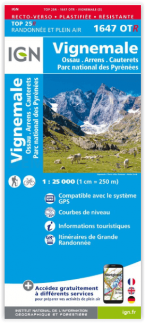 Wandelkaart 1647 OT(R) Vignemale - Ossau - Arrens - IGN