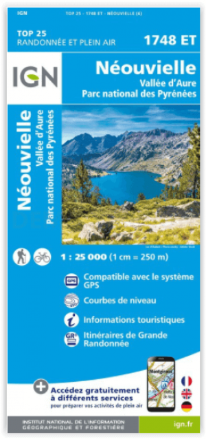 Wandelkaart 1748 ET Massif du Néouvielle - Vallée d'Aure - IGN