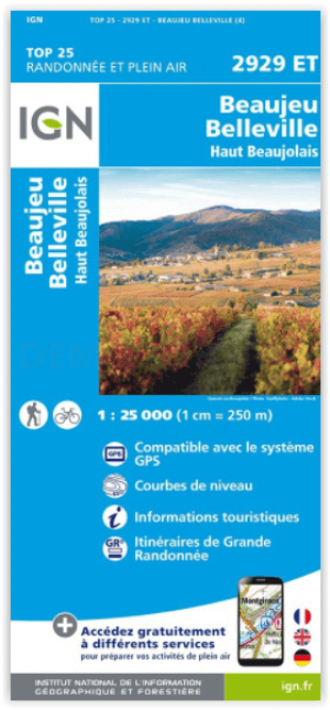 Wandelkaart 2929 ET Beaujeu- Belleville & Haut Beaujolais - IGN