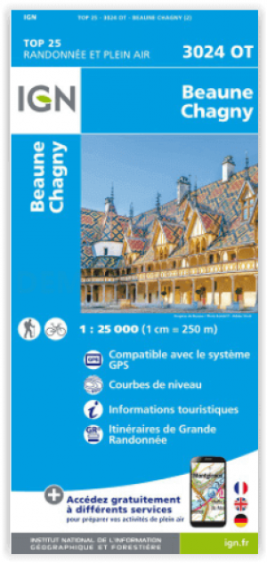 Wandelkaart 3024 OT Beaune & Chagny - IGN