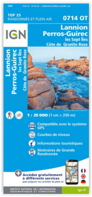 Wandelkaart 0714 OT Lannion- Perros-Guirec & Les Sept Iles - IGN