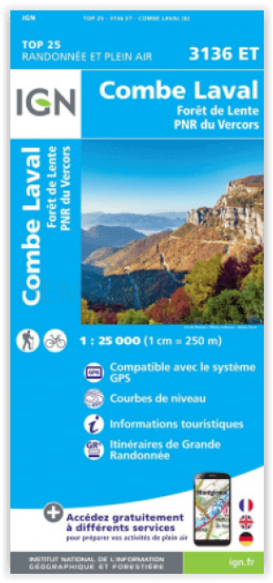 Wandelkaart 3136 ET Combe Laval - PNR du Vercors - IGN