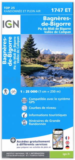 Wandelkaart 1747 ET Bagnères-de-Bigorre - Pic du Midi - IGN