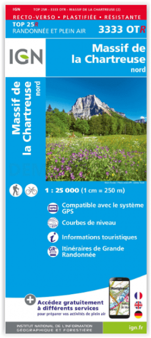Wandelkaart 3333 OT(R) Massif de la Chartreuse Nord - IGN